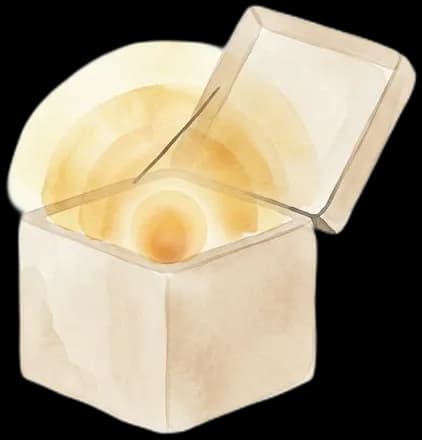 Akvarel-illustration af en lukket bekymringsboks med nøglehul
